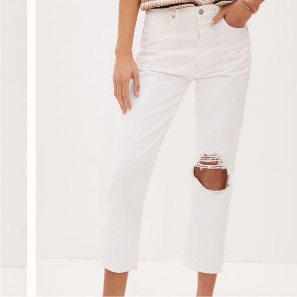Citizens of Humanity Distressed Charlotte Crop White Fiori Jeans, Size 26 - Picture 2 of 14